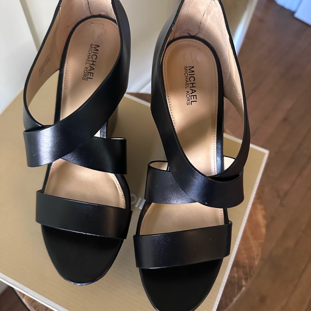 Michael Kors Black Wedge Sandals - Picture 4 of 6